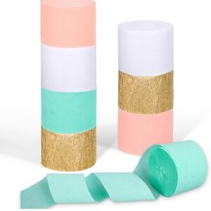 8 Rolls Gold Pink Green White Crepe Paper Streamers (37)